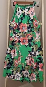 Dress. Emerald Green Floral print.